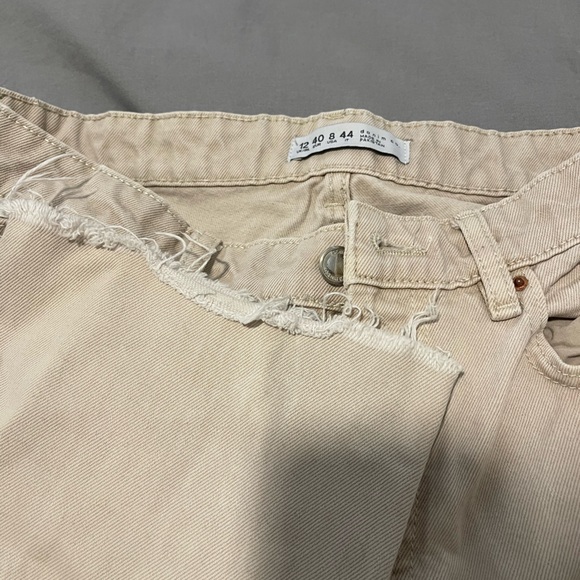 Beige Simple Baggy Boyfriend Jeans - Picture 2 of 3